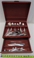 Rogers & Son Silver Plated Silverware in Wood Box