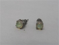 925 Silver Opal Post Earrings