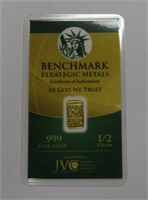 Benchmark 1/2 Gram .999 Pure Gold Bar