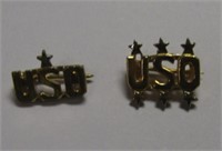 2 Vintage USO Collar Pins