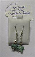 925 Silver Turquoise Frog Beaded Handmade Earring