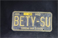 Missouri License Plate "Bety-SU"