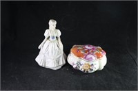 Vintage Girl Figurine & Lidded Trinket Box