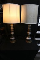 2 Marble & Brass Table Lamps