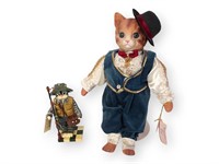 Kingstate Victorian Cat Doll + Enesco Fishing Cat