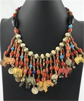 Native American Animal Fetish necklace 12"L