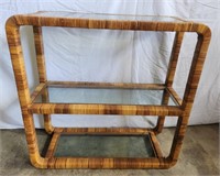 Vintage Cane Etagere Shelf w/ glass tops