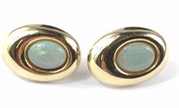 14K gold & white opal earrings .5"L