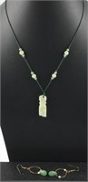 Jade necklace 10"L & earrings