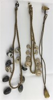 3 shell necklaces, one with pearl 8", 10, 11L