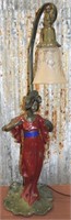 Art Nouveau Cold Painted Cast Maiden Lamp