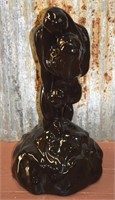 Vtg Glossy Black Ceramic Entwined Lovers Statue