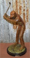 Contempo Painted Faux Bronze Golfer Statue 15.5"