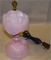 Southern Belle Pink Lady Glass Boudoir Lamp 10.25"