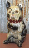 Large Chalkware Bulldog Dog Statue 16" tall