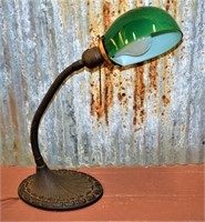 Aladdin Mfg Co Gooseneck Desk Lamp w/ Green Shade