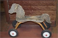 Vtg Radio Flyer Wood & Metal Ride On Horse Toy