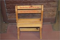 Vtg Child's Folding Wood TV Chair Step Stool