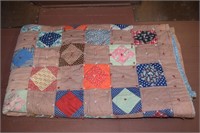 Vintage Knotted Patchwork Handmade Quilt 134 x 76
