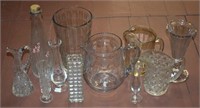 Vtg Clear Glass/Crystal Lot w/ Vases, Pitcher