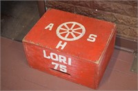 Vtg Painted Red Wood Crate/Box "Lori AHS 75"