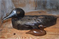 (2) Duck Figures w/ 1 Carved Wood Decoy 14" L