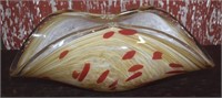 Murano Art Glass White Crystal Pinched Banana Bowl
