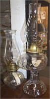 (2) Oil Lamps w/ Vtg Eagle & Shorter Lamplight