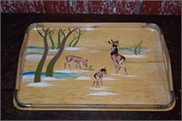 18.5w Vintage Wooden Service Tray Bambi-Style