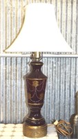 Vintage Ruby Red Glass w/ Gold Accent Table Lamp