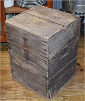Antique Primitive Hinged Lid Wooden Storage Box