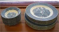 Royal Currier & Ives Old Grist Mill Plates & Bowls