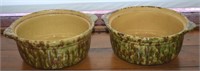 (2) Vtg Yellow Ware Stoneware Spatter Bowls 9.5"w