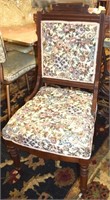 Antique Eastlake Upholstered Side Chair w/Casters