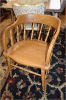 Antique Painted Wood Spindle Back Barrel Chair