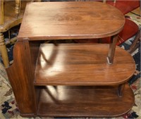 Vtg 3-tier Wooden End Table w/ Magazine Rack End