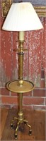 Vtg High Quality Solid Brass Wheeled Lamp Table