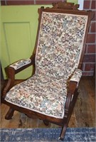 Antique Eastlake Carved Upholstered Rocking Chair