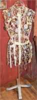 Vtg Expanding Metal Dress Form w/ Costume Jewelry