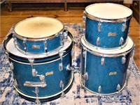 Vtg 4pc Norma Japan Blue Sparkle Drum Set