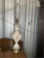 Vintage Porcelain Gilded Table Lamp Floral Motif