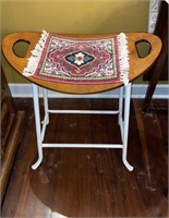 Wood & metal leg stool seat chair with seat pad