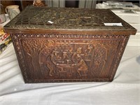 Antique Copper Kindling, Coal Box English Scenes