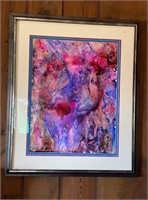 Large original art work, bright pink & purple,