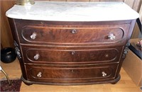 Antique marble top dresser table, 3 drawers with
