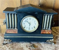 Antique Ingraham mantel clock , wood case with