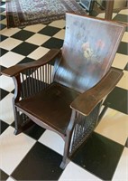 Antique wide arm rocking chair , 12 spindle sides