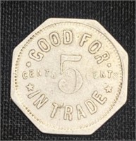 Vintage 5 Cent Trade Token