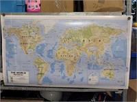 Double sided laminated map of the world 38" by