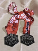 Pair of Rugged maniac 3" by 3" medallions